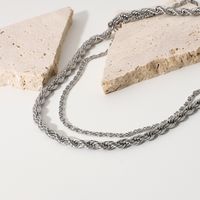 Color Double-layer Twist Chain Stainless Steel Necklace main image 4