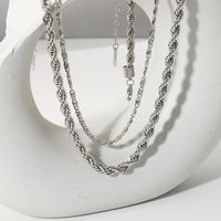 Color Double-layer Twist Chain Stainless Steel Necklace main image 5
