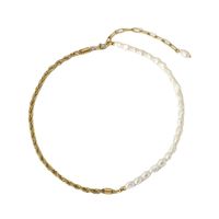 Natural Freshwater Pearl Twist Chain Splicing 14k Gold Necklace main image 6