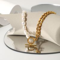 Einfacher Stil Rostfreier Stahl Titan Stahl Überzug Vergoldet Halskette Mit Anhänger main image 4