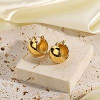 Simple Spherical Gold-plated Stainless Steel Earrings main image 2