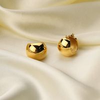 Simple Spherical Gold-plated Stainless Steel Earrings main image 3