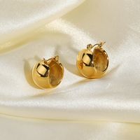 Simple Spherical Gold-plated Stainless Steel Earrings main image 4