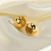 Simple Spherical Gold-plated Stainless Steel Earrings main image 5