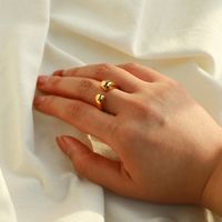 Retro Polished Gold-plated Stainless Steel Ring main image 2