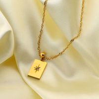 Pendentif Sunlight Rectangulaire Collier En Acier Inoxydable Plaqué Or 18k main image 1