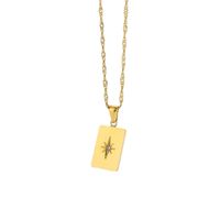 Pendentif Sunlight Rectangulaire Collier En Acier Inoxydable Plaqué Or 18k main image 6