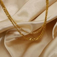 Collar Sencillo De Acero Inoxidable Chapado En Oro De 18 Quilates De Dos Capas main image 3