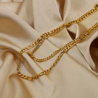 Collar Sencillo De Acero Inoxidable Chapado En Oro De 18 Quilates De Dos Capas main image 4