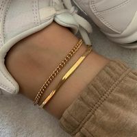3mm Miami Cuban Chain Snake Chain Anklet Stacked Gold Plated 316l Stainless Steel Anklet Jewelry main image 3