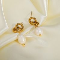 Baroque Pearl Gold-plated Stainless Steel Chain Drop Earrings main image 1