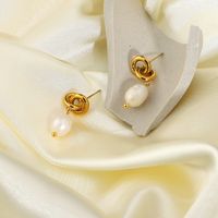 Baroque Pearl Gold-plated Stainless Steel Chain Drop Earrings main image 3