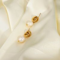 Baroque Pearl Gold-plated Stainless Steel Chain Drop Earrings main image 4