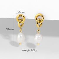 Baroque Pearl Gold-plated Stainless Steel Chain Drop Earrings main image 5