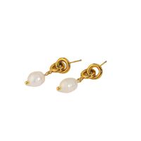 Baroque Pearl Gold-plated Stainless Steel Chain Drop Earrings main image 6