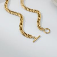 Cuban Thick 14k Gold Plated Stainless Steel Necklace main image 3