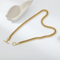 Cuban Thick 14k Gold Plated Stainless Steel Necklace main image 4