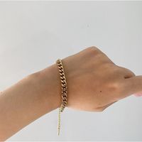 Fashion Cuban Gold Plated Chain 18k Gold Plated Stainless Steel Bracelet main image 3