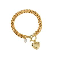 Fashion Cuban Heart-shaped Zircon Chain Gold-plated Bracelet main image 6