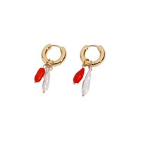 Korean Style Hand-woven Natural Coral Stone Freshwater Pearl Pendant Earrings main image 6