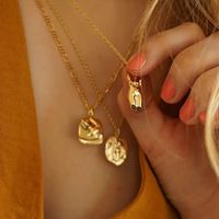 Fashion Human Face Pendant Gold-plated Stainless Steel Necklace main image 2