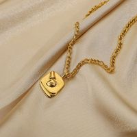 Fashion Human Face Pendant Gold-plated Stainless Steel Necklace main image 6