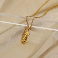 Fashion Human Face Pendant Gold-plated Stainless Steel Necklace main image 5