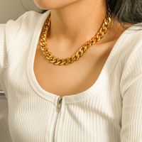 Simple Large 18k Gold-plated Stainless Steel Necklace main image 1