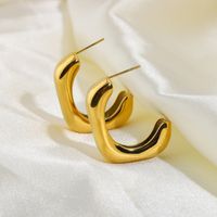 Fashion Square Gold Plated Stainless Steel Open Earrings main image 1
