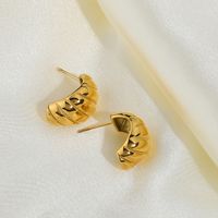 Fashion Gold-plated Stainless Steel Horn Bag Earrings main image 3