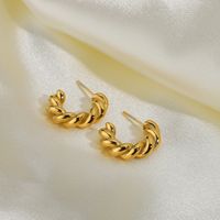 Fashion Gold-plated Stainless Steel  Twist Spiral Hoop Earrings main image 2