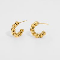 Fashion Gold-plated Stainless Steel  Twist Spiral Hoop Earrings main image 3