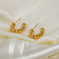 Fashion Gold-plated Stainless Steel  Twist Spiral Hoop Earrings main image 4