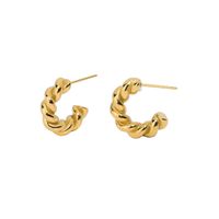Fashion Gold-plated Stainless Steel  Twist Spiral Hoop Earrings main image 6
