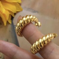 Fashion Gold-plated Stainless Steel Croissant Bag Hoop Earrings main image 4