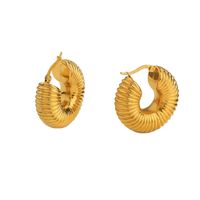 Fashion Stainless Steel Gold-plated Water Pipe Shape Earrings Wholesale main image 6