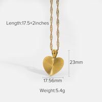 Simple Retro Heart-shaped Pendant 18k Gold Stainless Steel Necklace main image 5