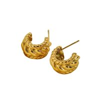 Aretes De Aro De Acero Inoxidable En Forma De C Chapados En Oro De Moda main image 6