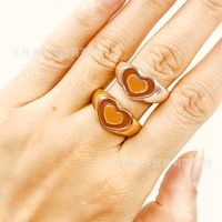 Fashion Double Love Element Copper Ring main image 3