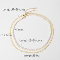 Fashion Double-layer Pearl Chain 14k Gold Stainless Steel Necklace sku image 1