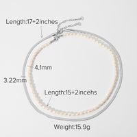 Fashion Double-layer Pearl Chain 14k Gold Stainless Steel Necklace sku image 2