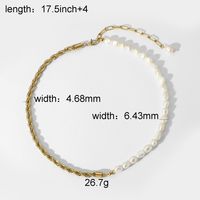 Natural Freshwater Pearl Twist Chain Splicing 14k Gold Necklace sku image 1