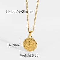 Embossed Effect Pendant 18k Gold Plated Stainless Steel Necklace sku image 1