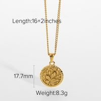 Embossed Effect Pendant 18k Gold Plated Stainless Steel Necklace sku image 2