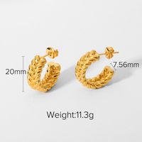 Retro Gold-plated Stainless Steel Double Wheat C-shaped Earrings sku image 1