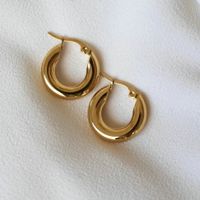 Simple Round Stainless Steel Hoop Earrings sku image 1