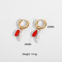Korean Style Hand-woven Natural Coral Stone Freshwater Pearl Pendant Earrings sku image 1