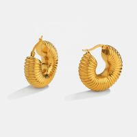 Mode Edelstahl Vergoldete Wasserpfeifenform Ohrringe Großhandel sku image 1