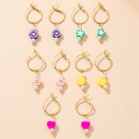 Korean Simple Fashion Cute Flower Smiley Earrings main image 1