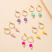 Korean Simple Fashion Cute Flower Smiley Earrings main image 3
